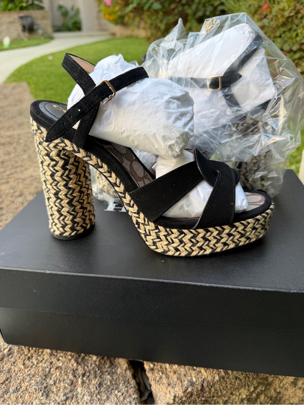 COACH Talina Sandal 9.5 - Black Espadrille Platform Sandal